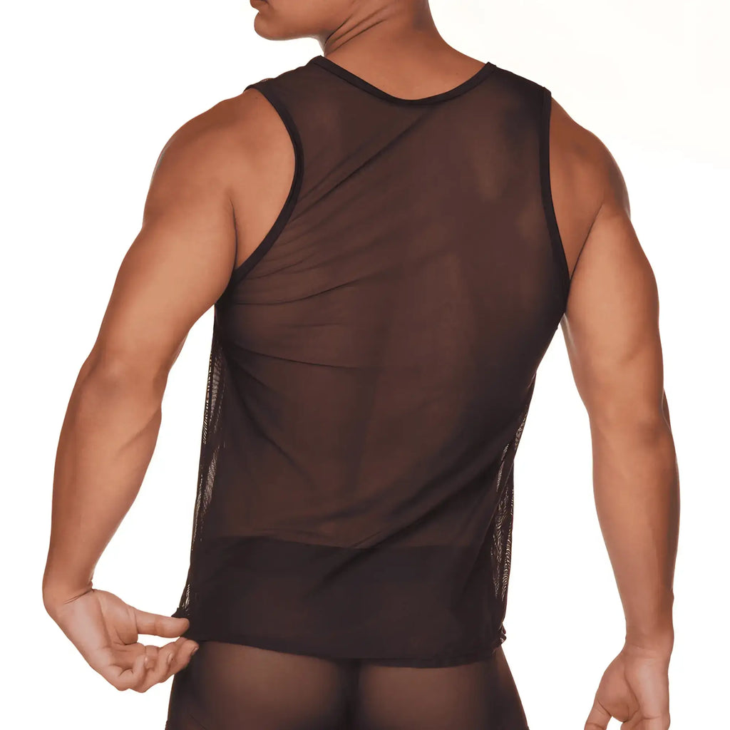 Black sheer mesh tank top gigo mediterranean tank featuring lightweight breathable fabric for summer wear