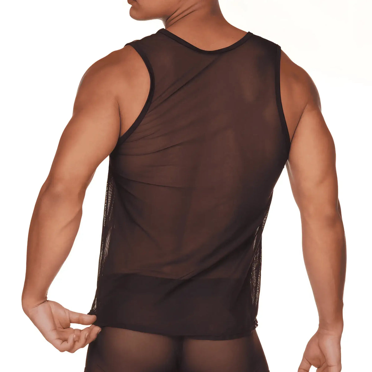 Black sheer mesh tank top gigo mediterranean tank featuring lightweight breathable fabric for summer wear