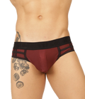 Gigo Mix Wine Brief maroon and black athletic briefs with textured front panel reinforced sides and elastic waistband