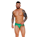 Green athletic briefs with subtle logo on waistband designed for comfort and support in gigo morocco green brief jockstrap