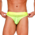 Bright neon green mesh briefs with a solid waistband from gigo morocco yellow gstring collection