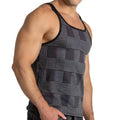 Gigo Mountain black tank top with black and white houndstooth pattern and black trim for casual wear