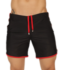 Black swim trunks gigo nice beachwear with red trim and drawstring ideal for beach and pool use
