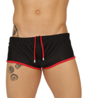 Gigo nice black swim trunk with red trim and drawstring designed for comfortable beachwear