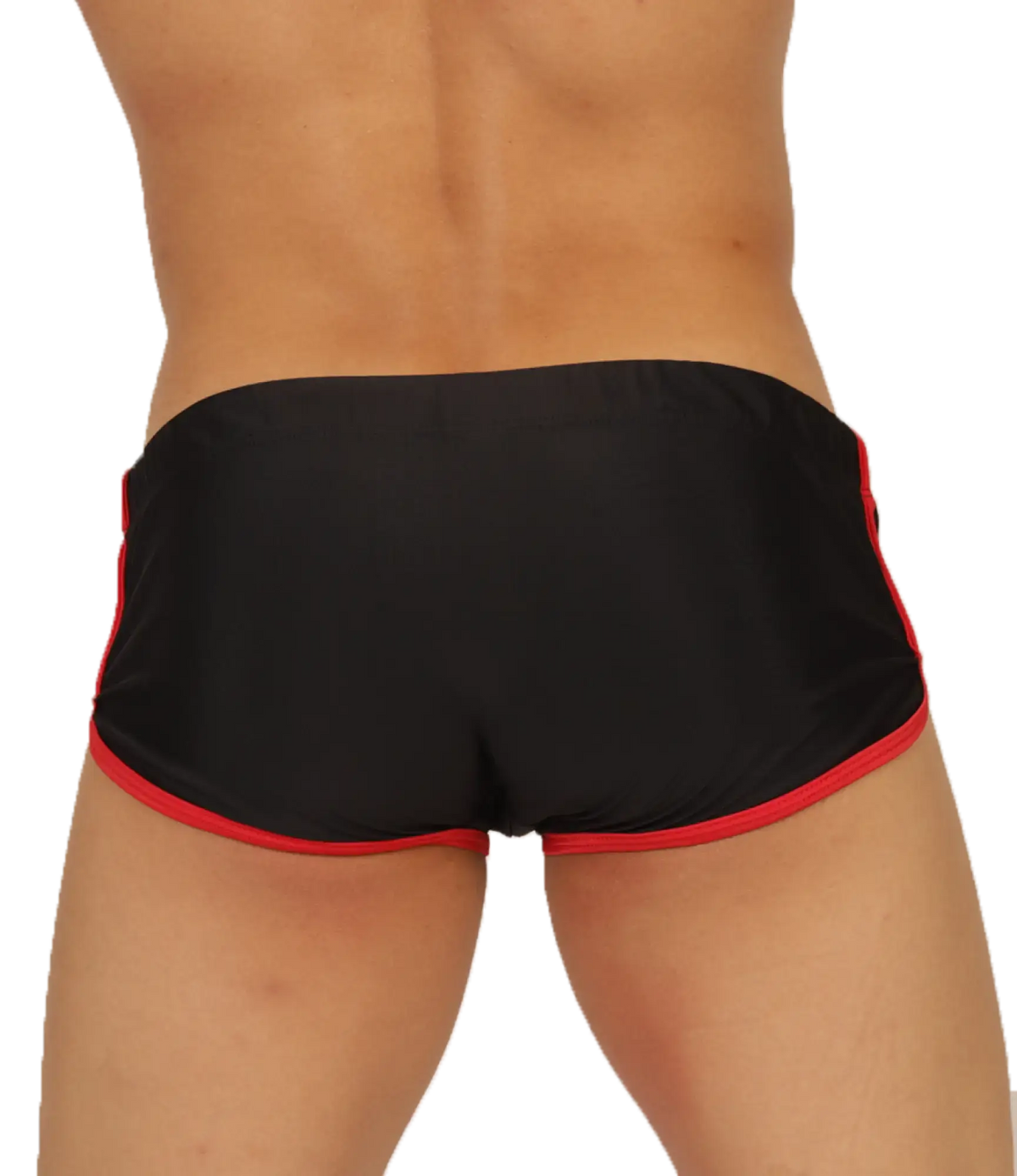 Gigo Nice black swim trunk with red trim designed for comfortable swimming and beachwear