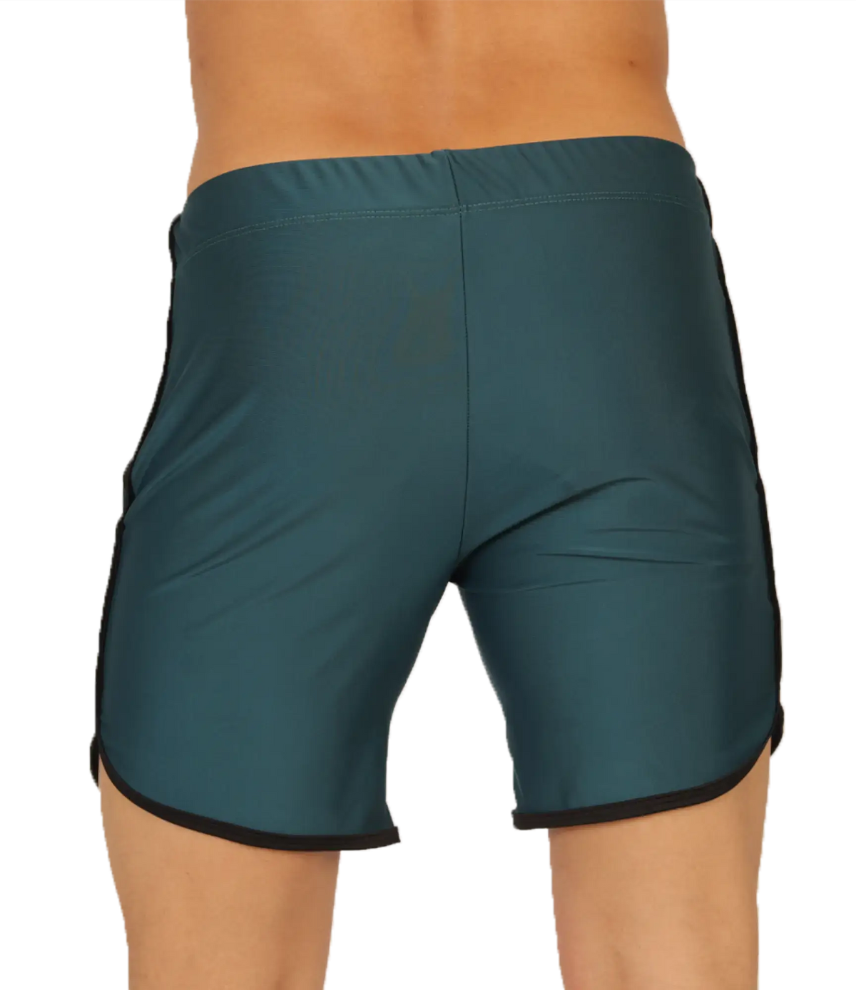 Teal gigo nice green beachwear athletic shorts with black side stripes and hem trim for active use