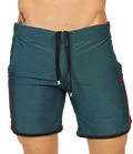 Teal swim trunks from gigo nice green beachwear with black drawstring and red side stripes for beach use