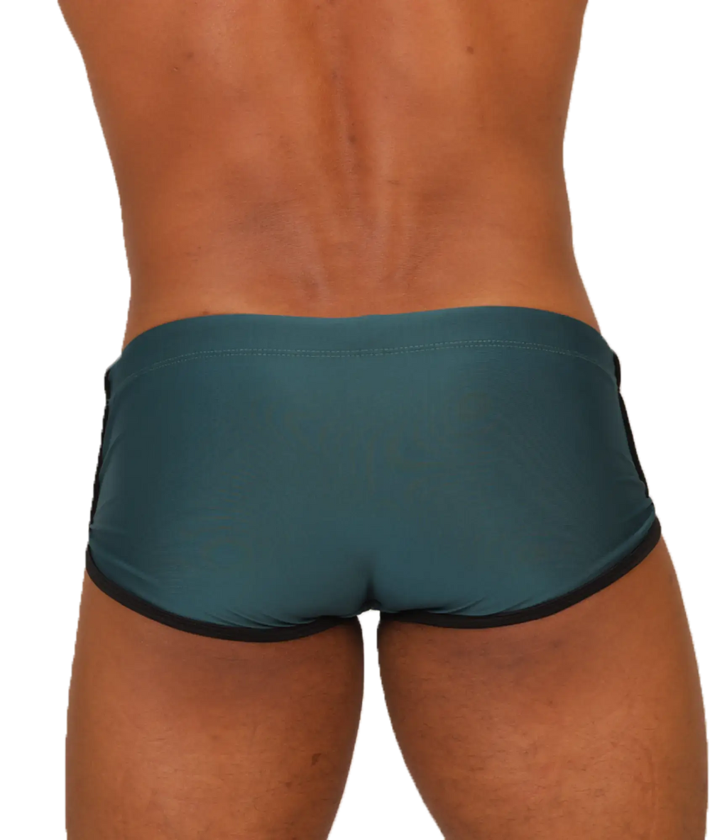 Teal gigo nice green swim trunk with black trim designed for comfortable swimming and beachwear