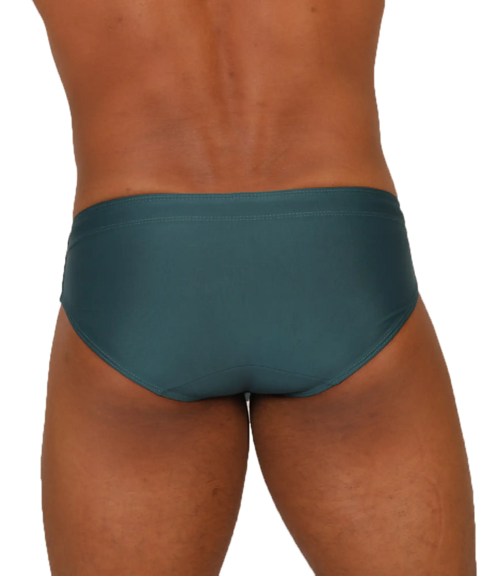 Teal-coloured gigo nice green swimbrief brief-style swim trunks with smooth stretchy fabric finish for swimming