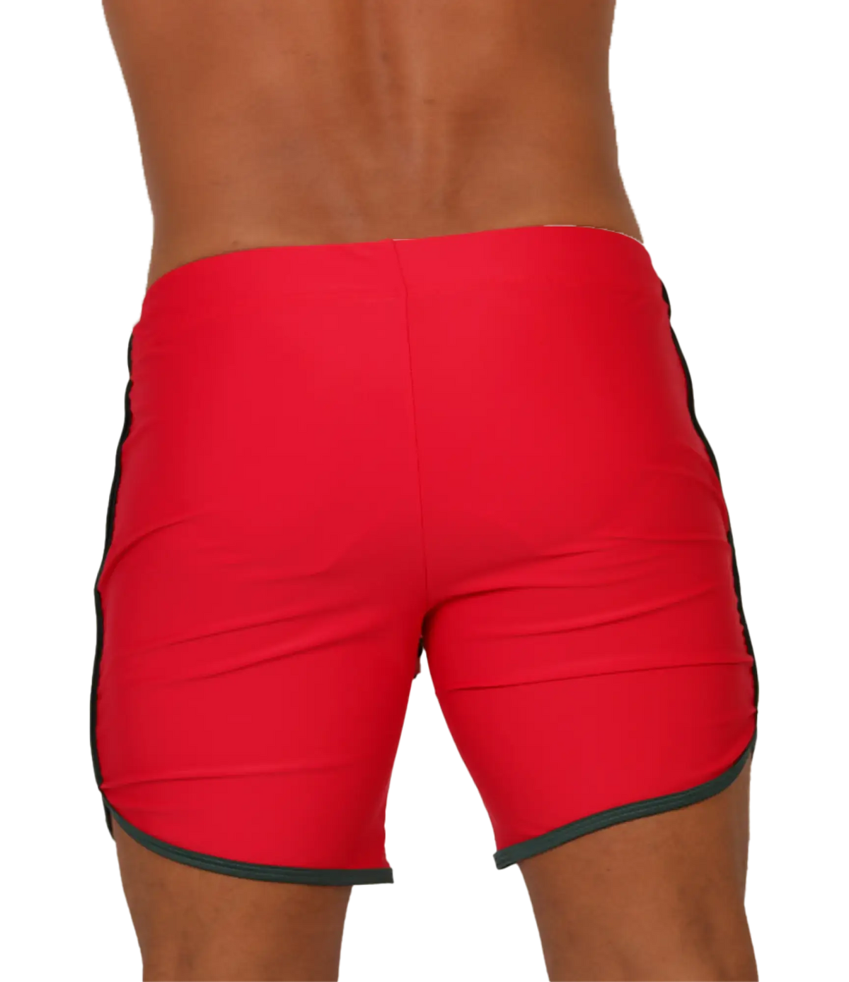 Gigo nice red beachwear athletic shorts with black side stripes and hem trim for casual and sports use