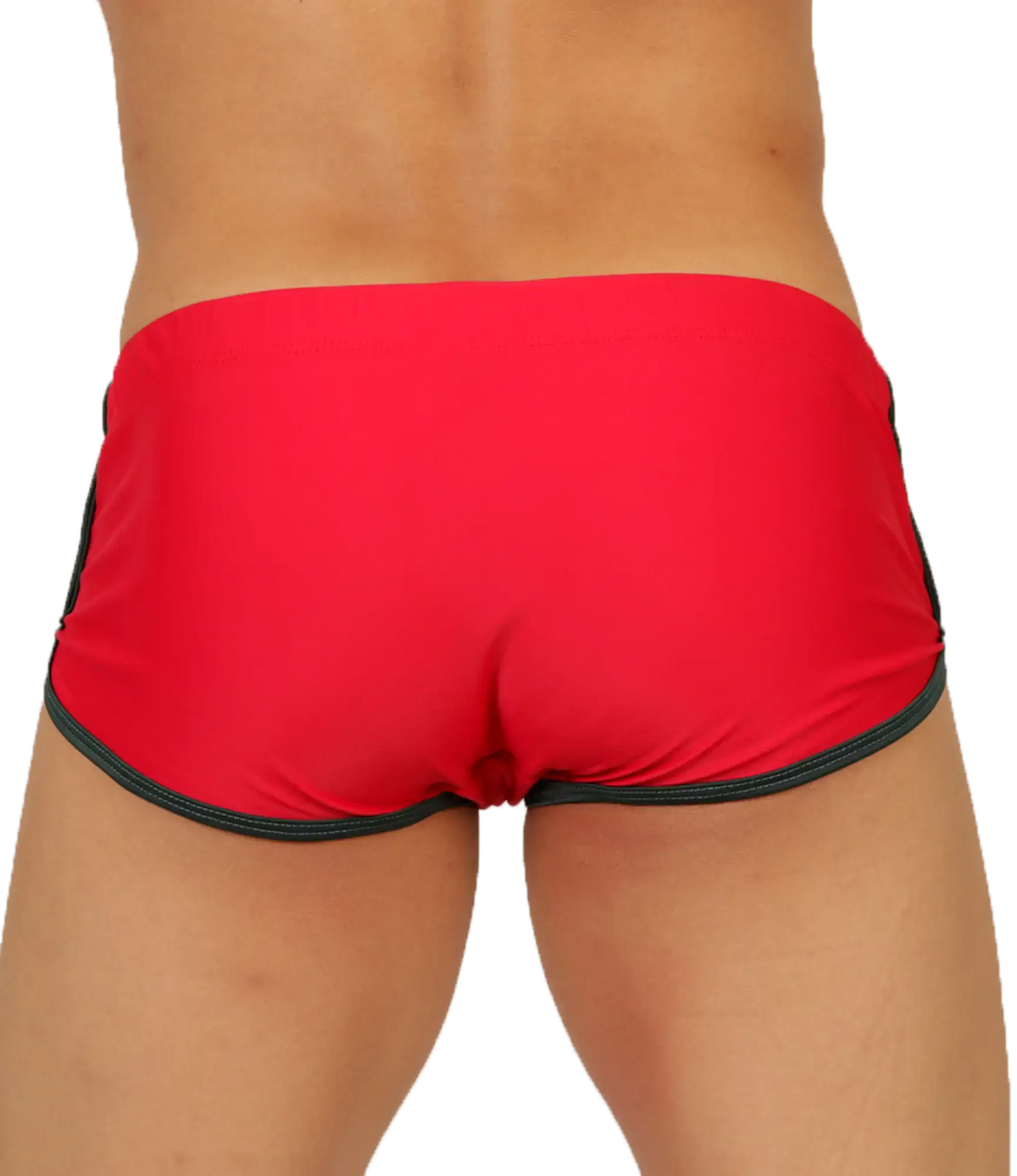 Gigo nice red swim trunk with black trim designed for comfortable and stylish swimwear use
