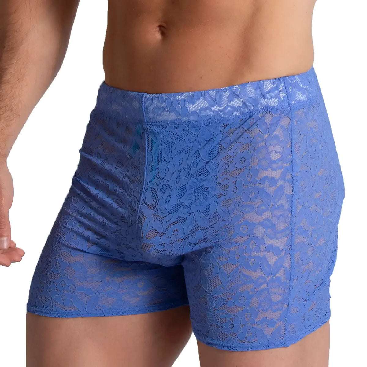 Blue lace boxer shorts with a floral pattern from gigo paradise blue hotshort collection