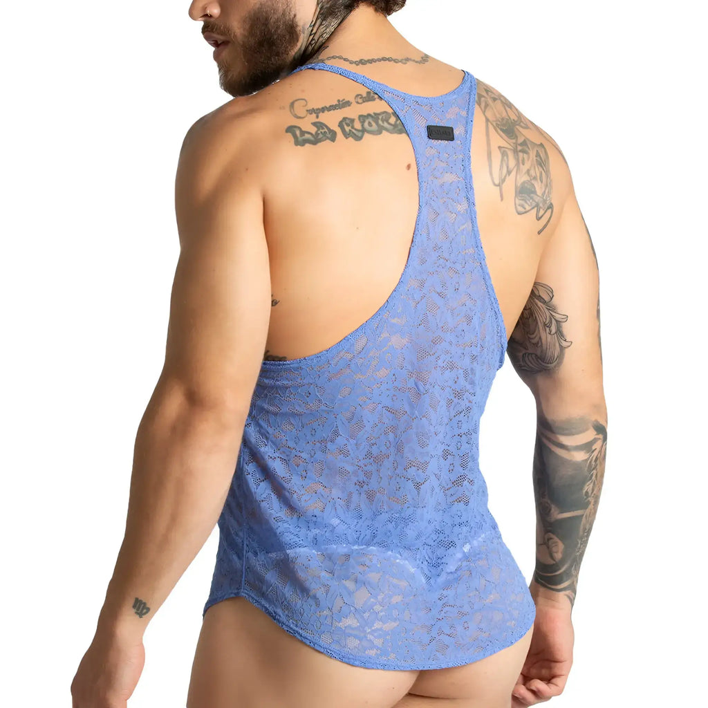 Blue lace tank top gigo paradise blue tank featuring delicate lace detail perfect for casual summer wear