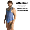 Blue lace tank top and matching briefs from gigo paradise featuring delicate lace detailing in vibrant blue