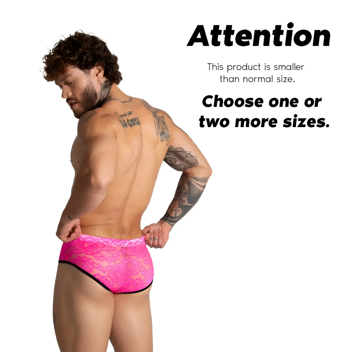 Bright pink lace briefs with black trim from the gigo paradise collection in fuchsia colour