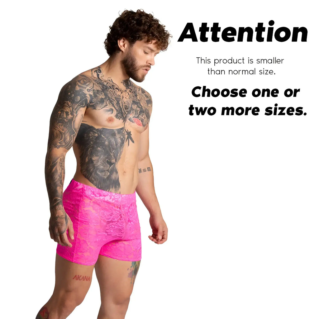 Bright pink lace shorts gigo paradise fucshia hotshort featuring intricate lace material and vibrant colour