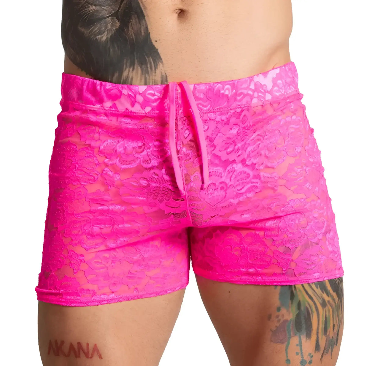 Bright pink lace shorts with drawstring waistband gigo paradise fucshia hotshort for casual wear