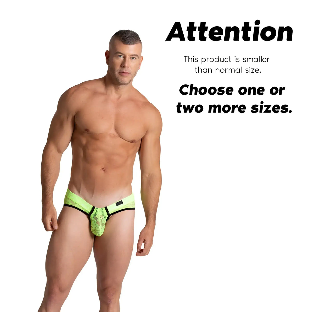 Neon green patterned gigo paradise yellow briefs with black trim for comfortable stylish underwear wear