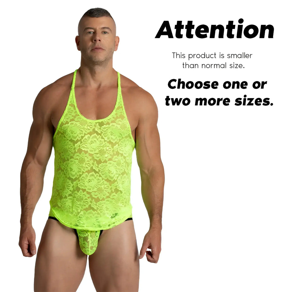 Neon green lace tank top gigo paradise yellow tank featuring delicate lace material and sleeveless design