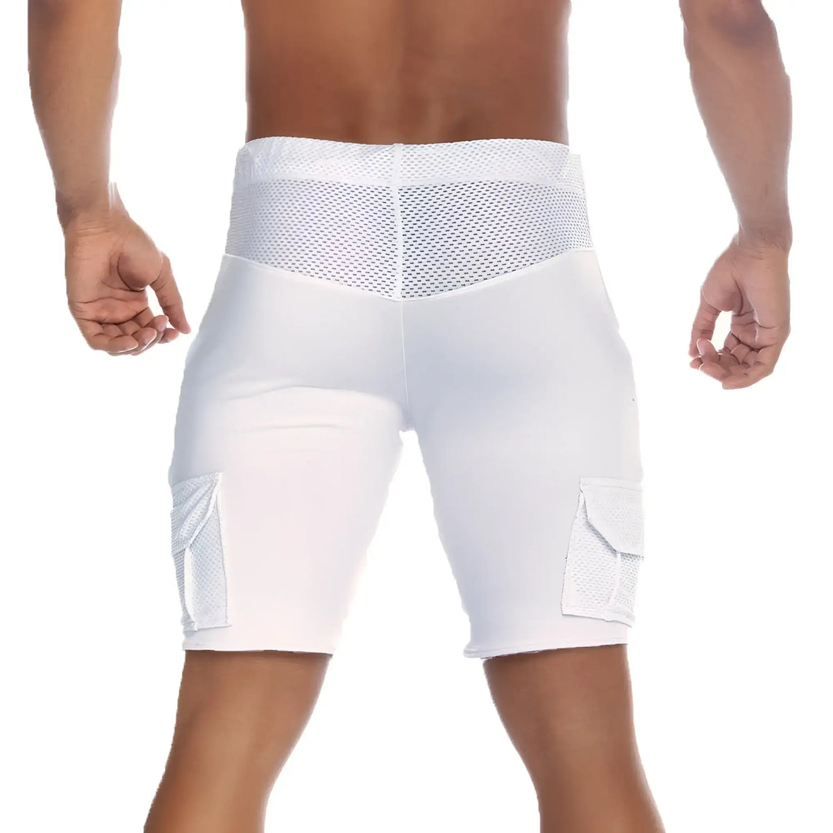 White athletic shorts gigo pocket white short with mesh waistband and side pockets for breathable comfort
