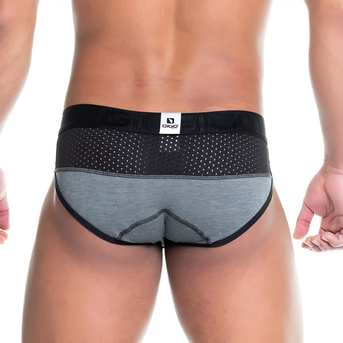 Gigo prudence black brief featuring black and heather gray menÃ¢â‚¬â„¢s briefs with a perforated mesh waistband