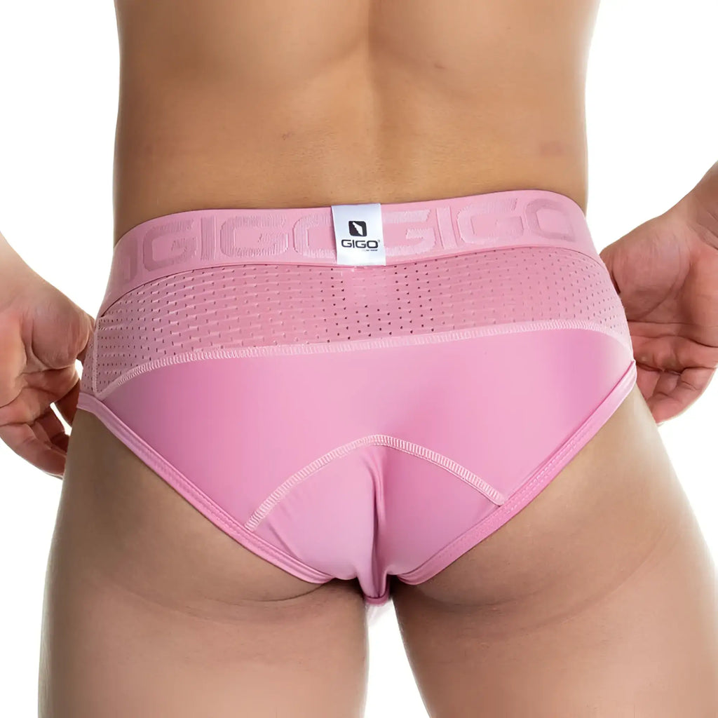 Pink gigo prudence nude briefs with mesh waistband and smooth fabric for comfortable everyday wear