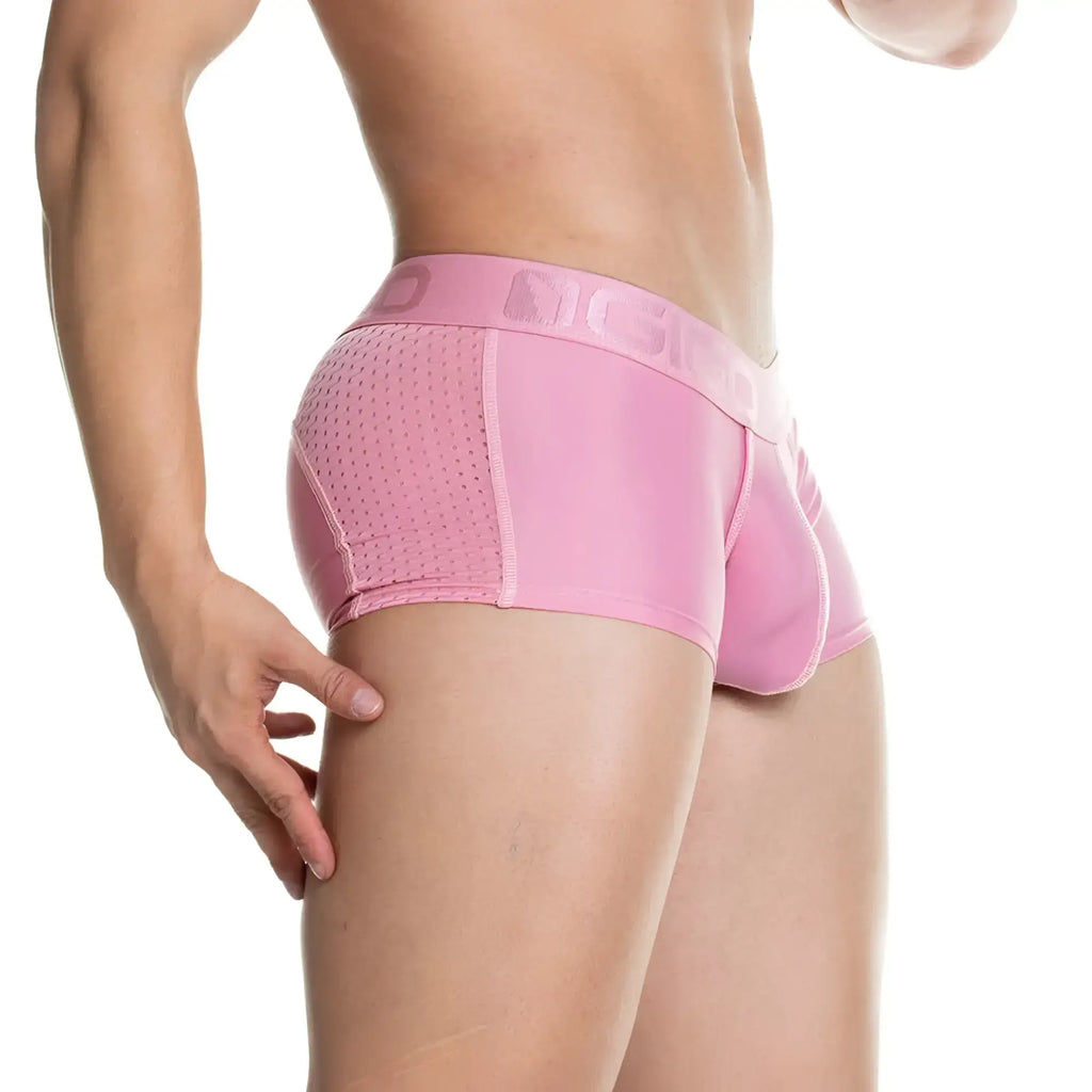Gigo Prudence Nude trunk pink athletic briefs with mesh side panel and elastic waistband with subtle logo