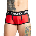 Red and black gigo purity red trunk briefs with mesh side panels for breathable comfort