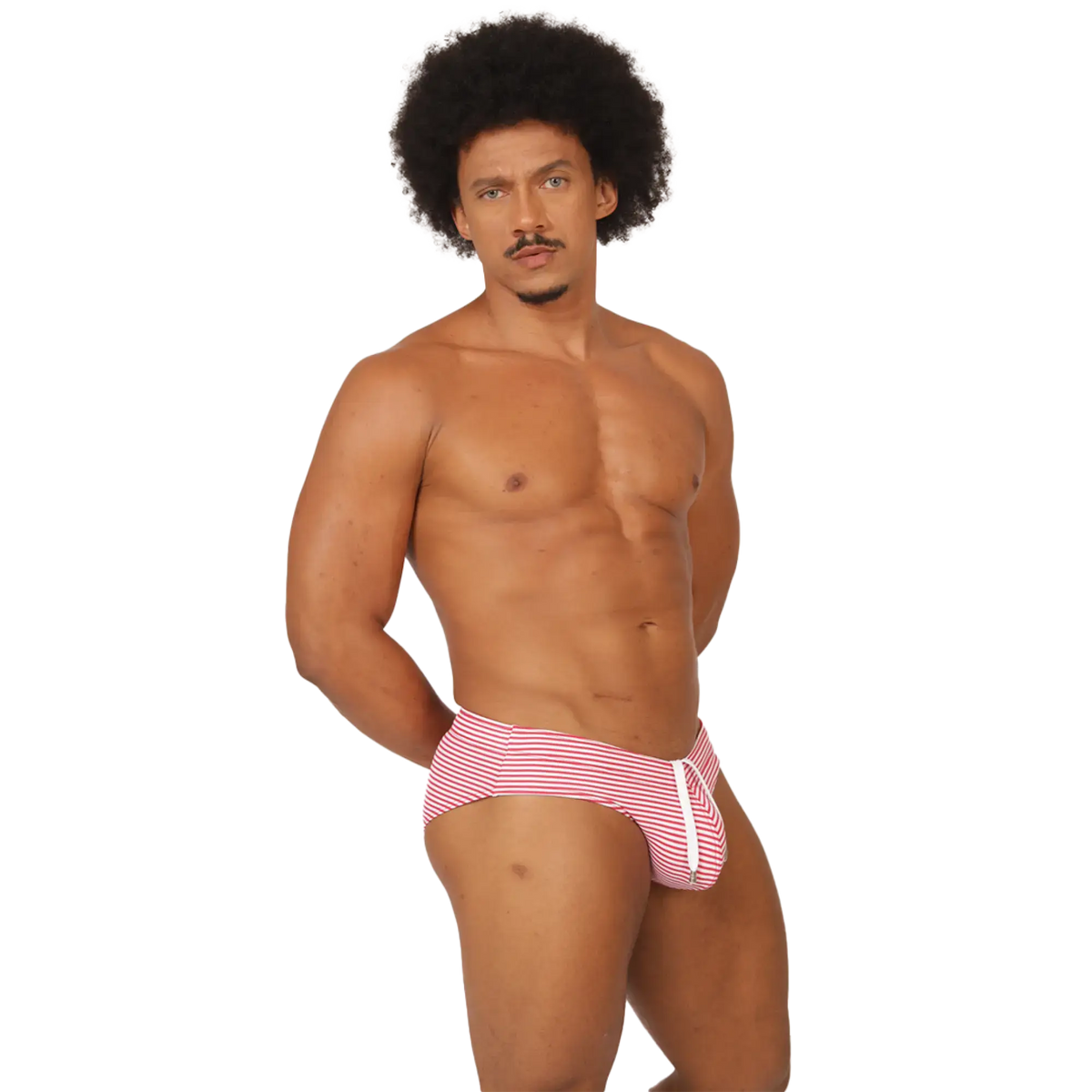 Gigo rank red swim brief red and white striped swim trunks with drawstring waistband for swimming beachwear