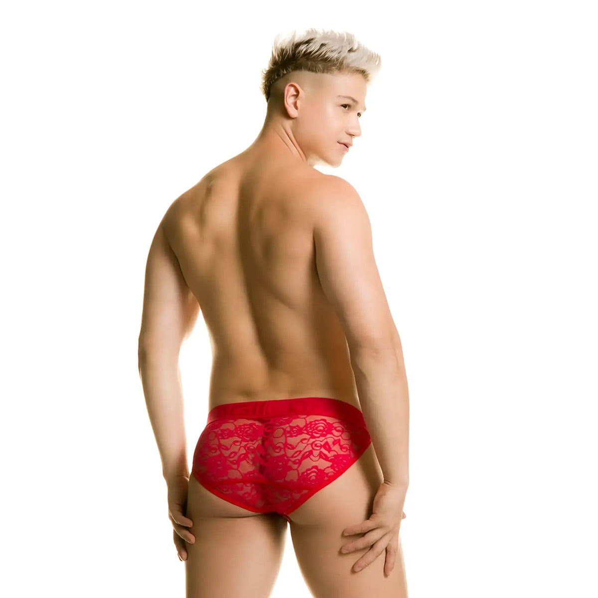 Gigo Redemotion red lace briefs with floral pattern featuring delicate lace material for stylish comfort
