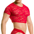Gigo Redemotion red lace crop top with floral pattern showcasing delicate lace material and stylish design