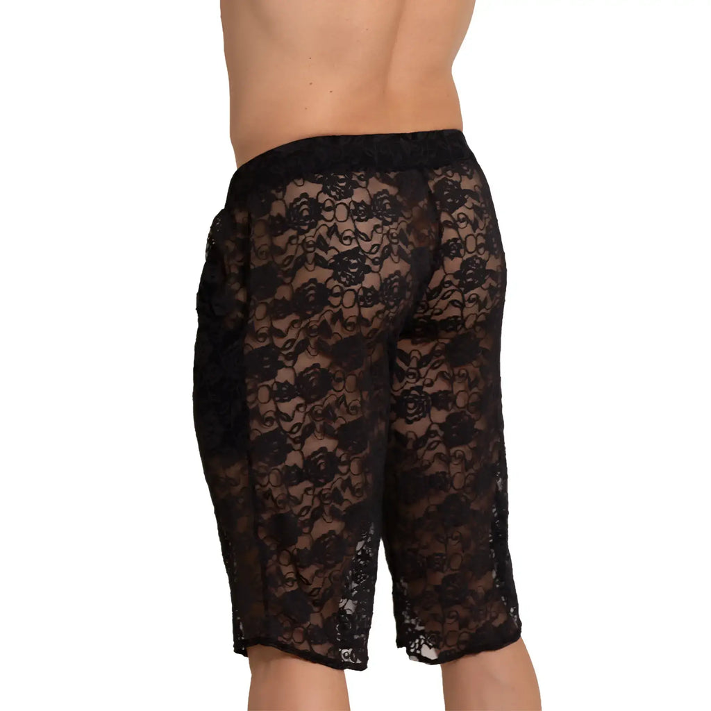 Black lace gigo rosals short featuring an intricate floral pattern perfect for stylish summer wear