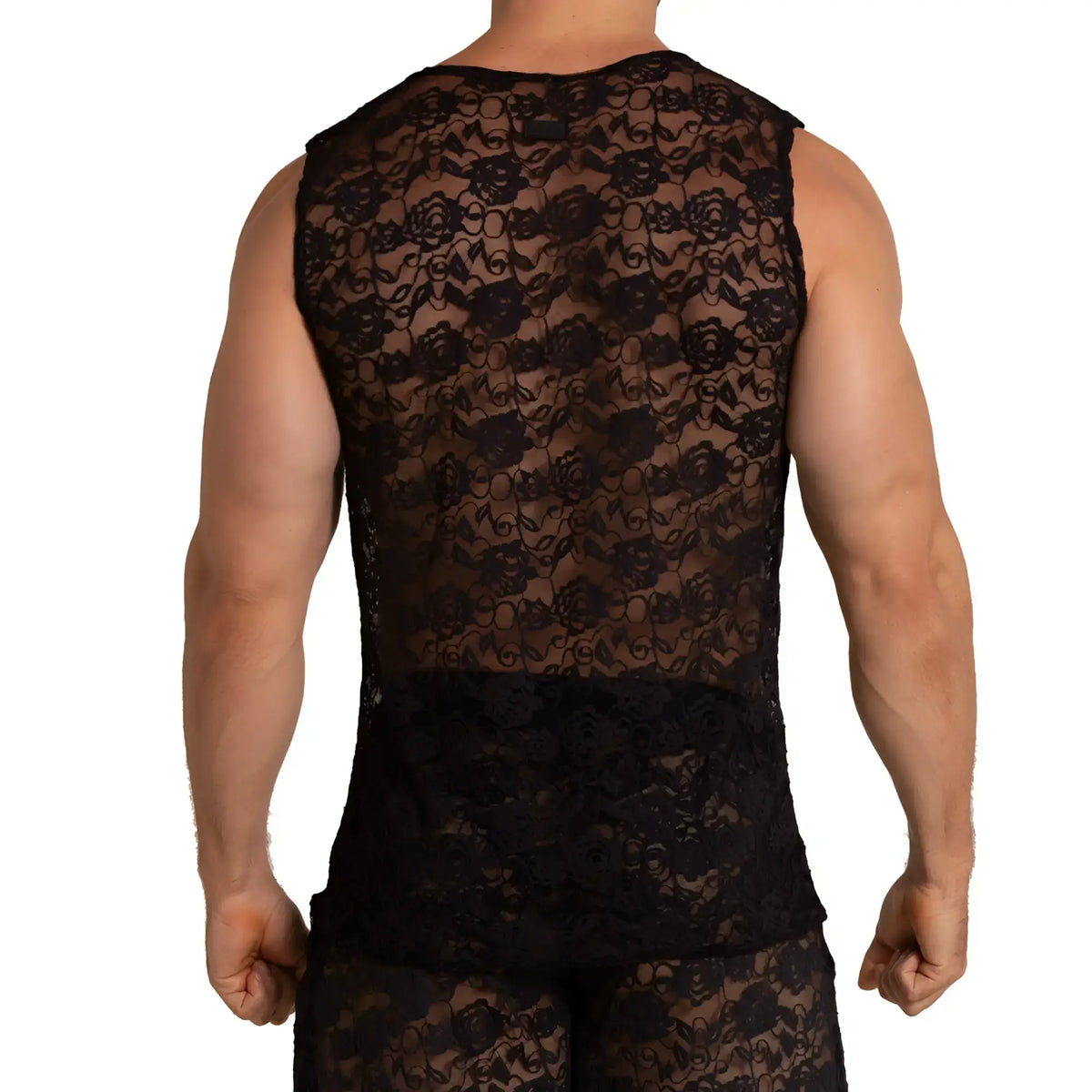Gigo Rosals tank black floral lace sleeveless top showcasing delicate lace material and elegant design