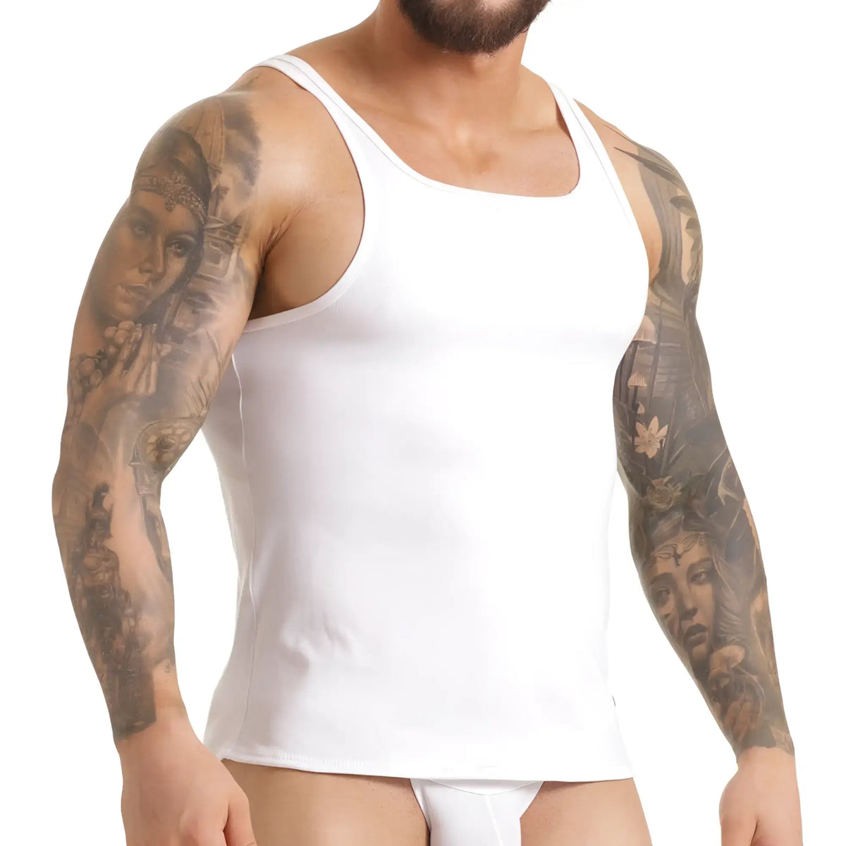 White ribbed tank top by gigo scanaling made from soft fabric perfect for casual wear