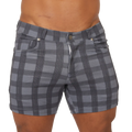Gigo social blue square short gray and black plaid tailored fit shorts perfect for casual wear