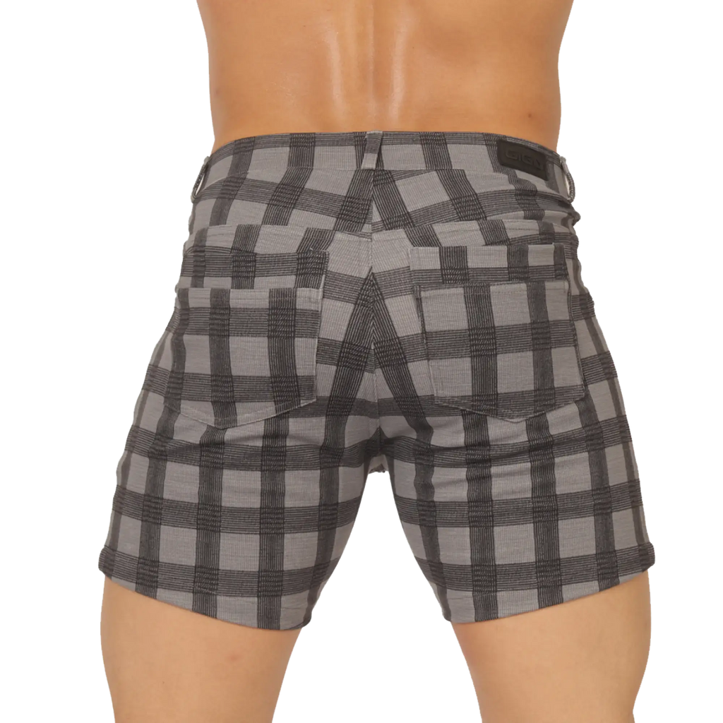 Gigo social gray short tailored fit gray and black plaid shorts perfect for casual wear
