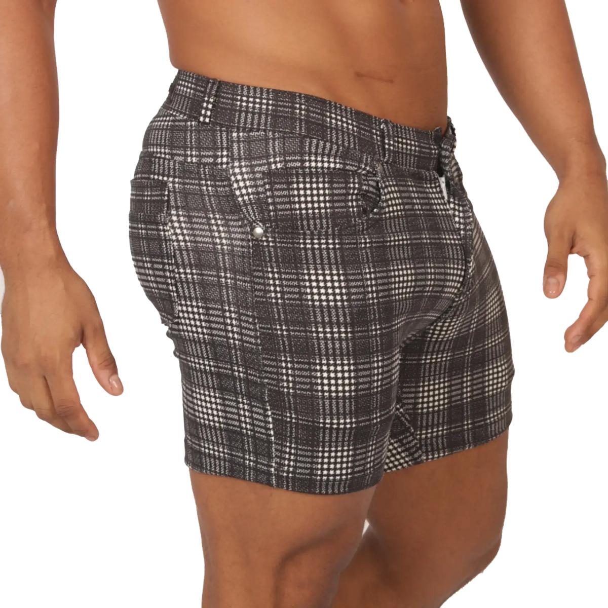 Gigo social gray square short black and white plaid tailored fit menÃ¢â‚¬â„¢s shorts ideal for casual wear