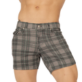 Dark green and white plaid gigo social green short with button closure made of comfortable fabric for casual wear