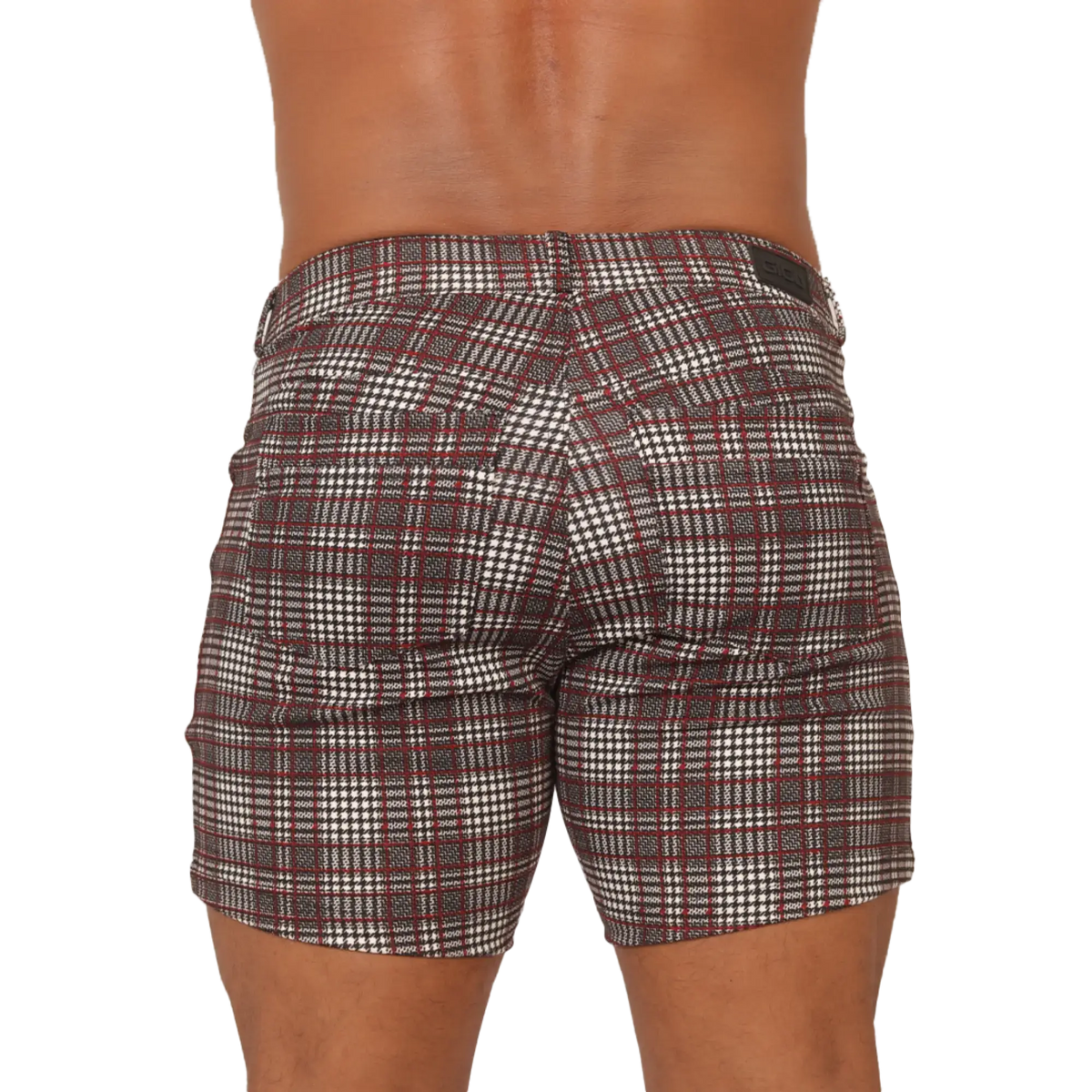 Gigo Social Red Short plaid-patterned menÃ¢â‚¬â„¢s shorts in maroon white and dark gray perfect for casual wear