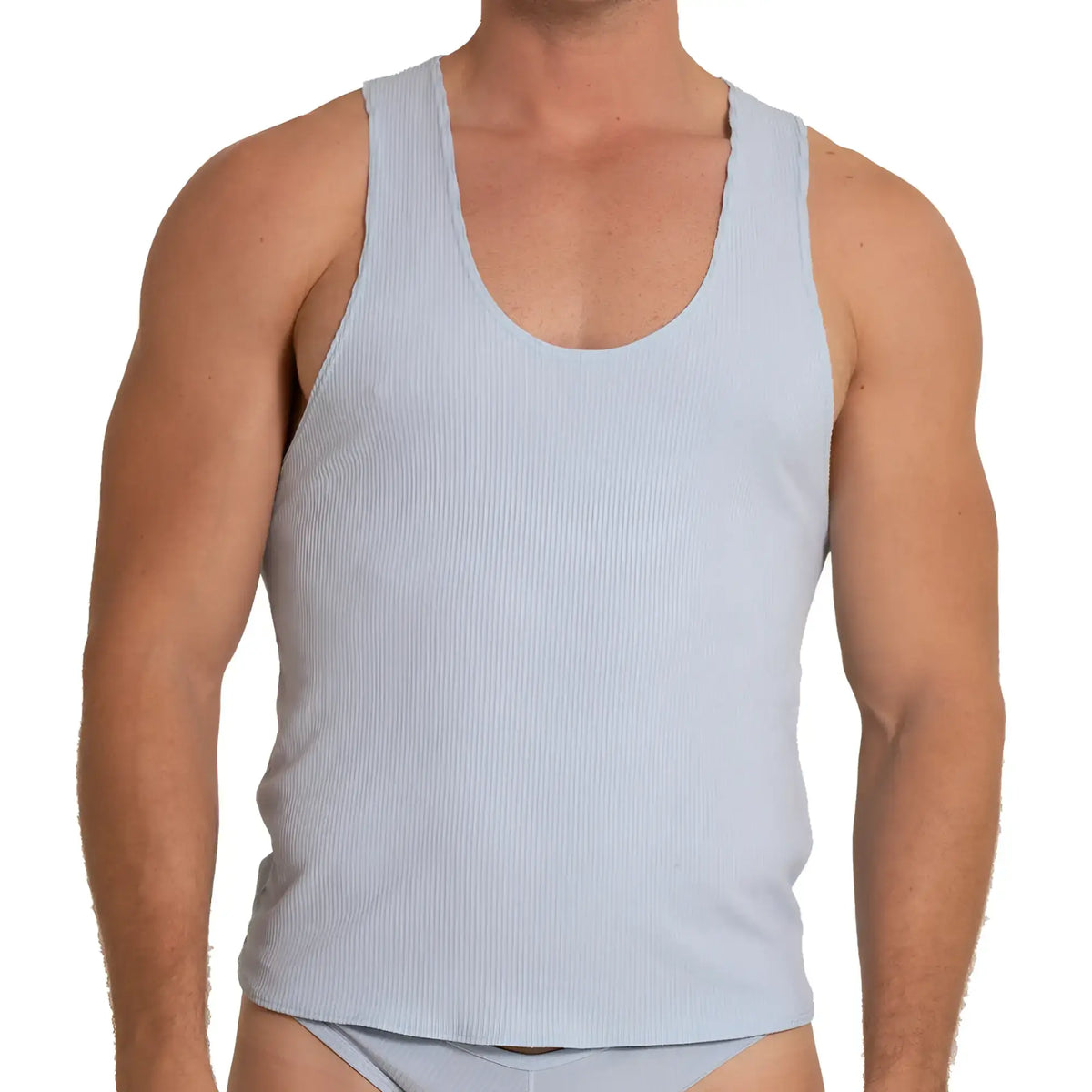 Light blue ribbed cotton tank top from gigo soft blue tank perfect for casual summer wear