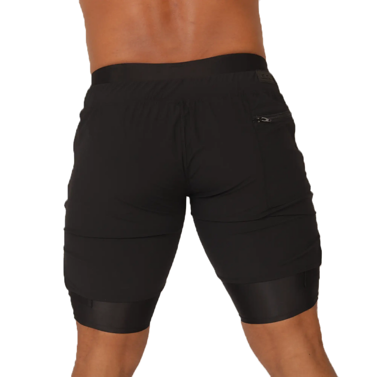 Gigo sporty black shorts with sleek form-fitting design and reinforced elastic waistband for athletic use