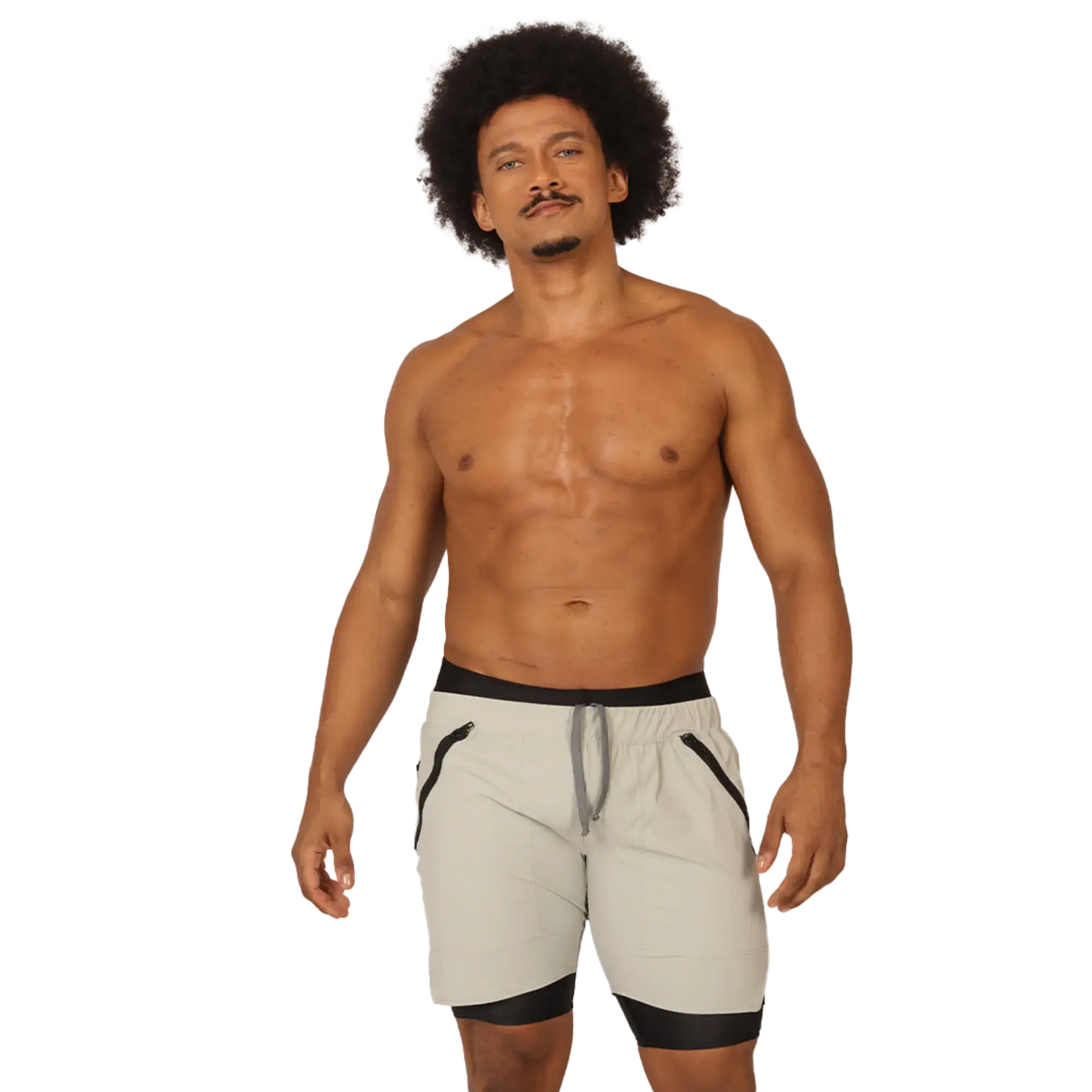 Gigo sporty gray short light gray athletic shorts with black trim and drawstring waistband for active wear