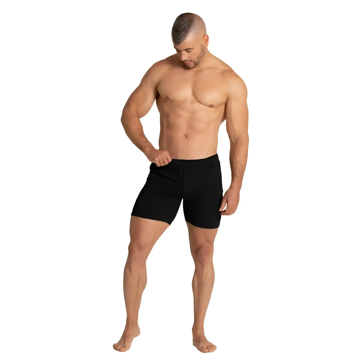 Gigo tennis black shorts with sleek form-fitting design and elastic waistband for athletic performance