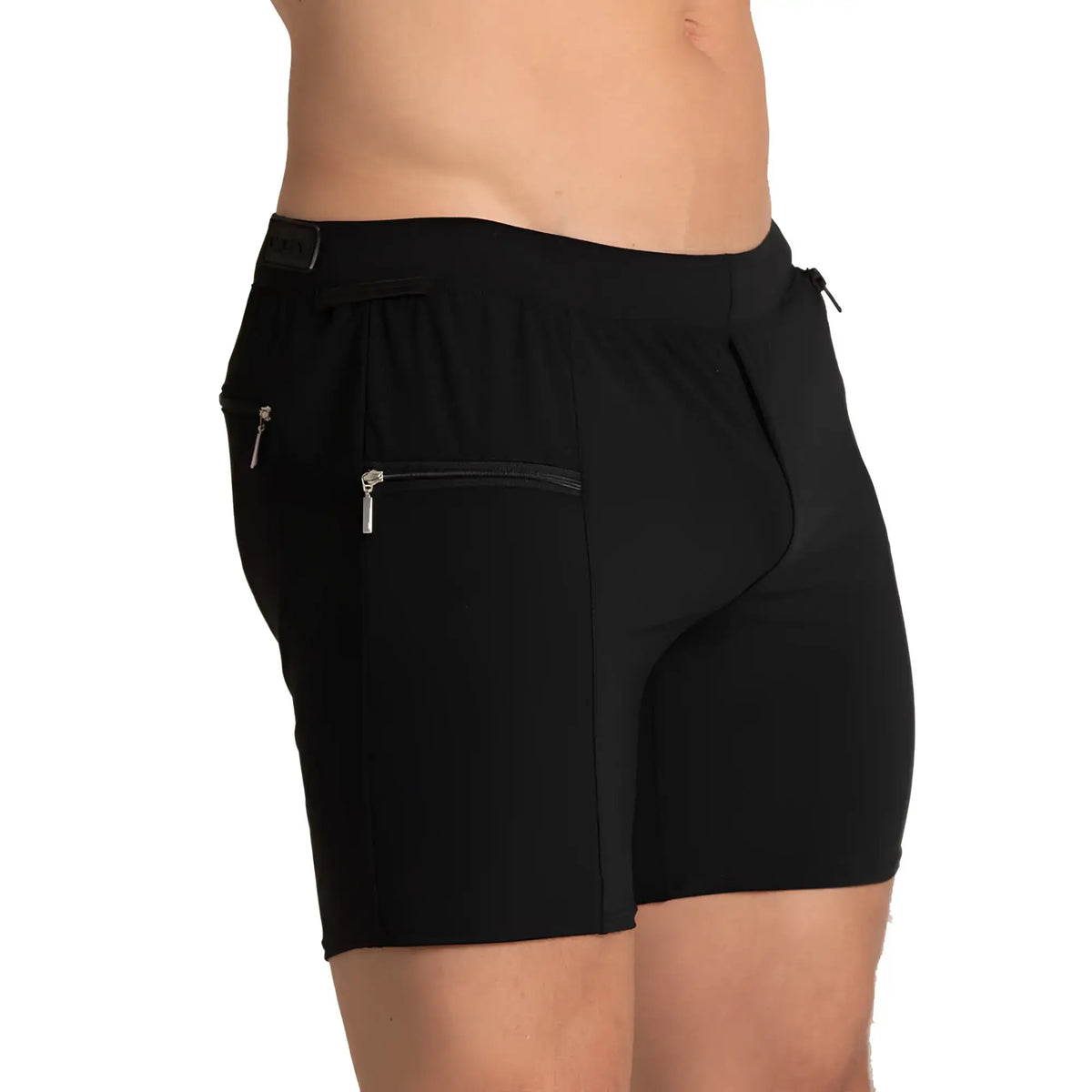 Black athletic shorts Gigo tennis black short with zippered side pockets and drawstring waistband for sports use