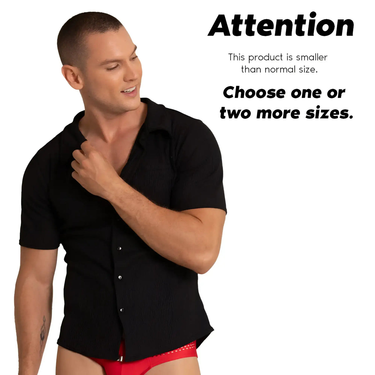 Black short-sleeved button-up shirt made from gigo tissue fabric perfect for casual and formal wear