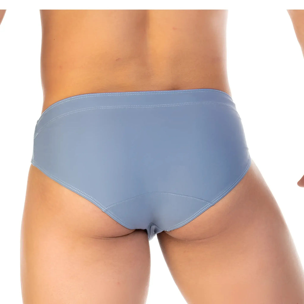 Gigo traditional blue swim brief in light blue with smooth texture and subtle stitching details