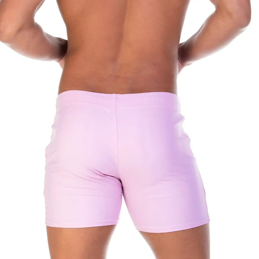 Gigo traditional pink beachwear light pink swim trunks with smooth stretchy fabric and minimalist design