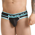 Black and teal mesh gigo versatil blue brief jockstrap with bold logo waistband for versatile support and style