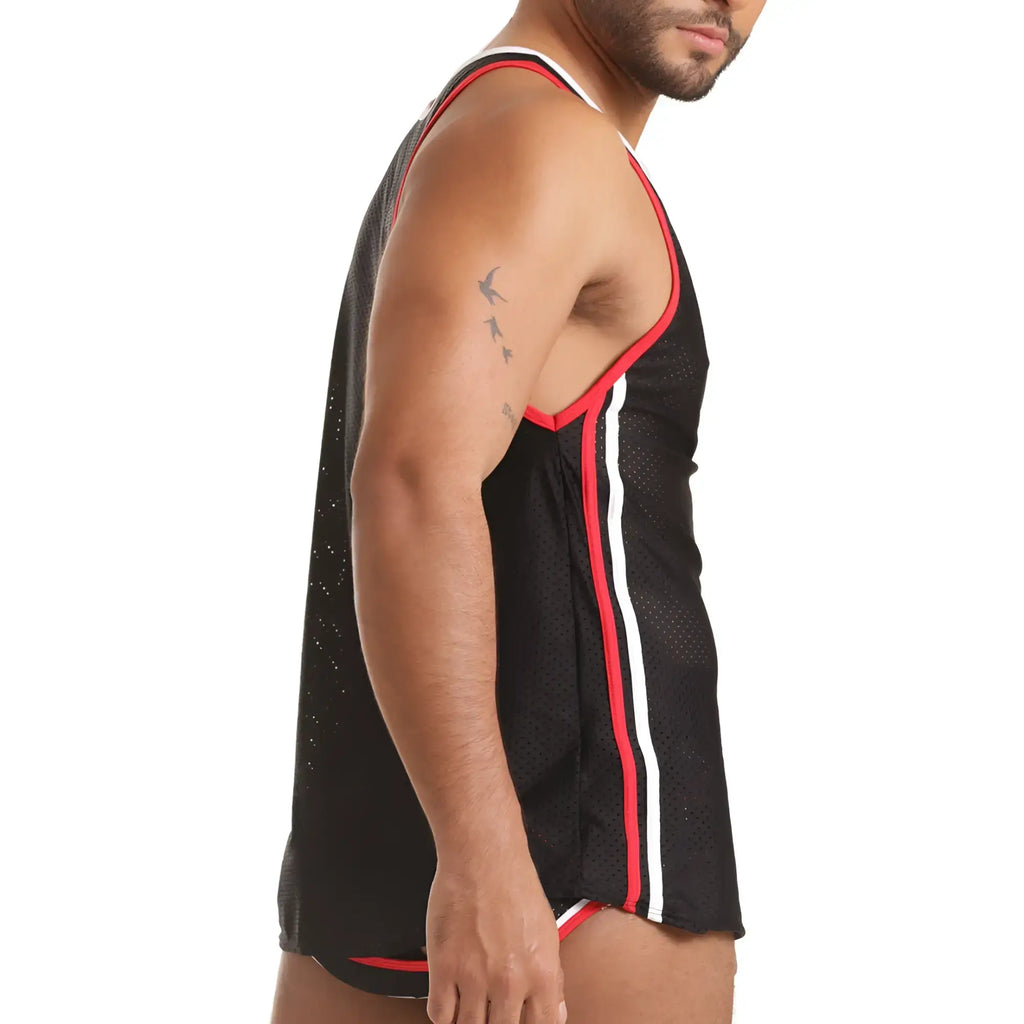Black mesh athletic tank top gigo versatil red tank with red and white trim accents for sportswear