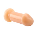 Peach-colored silicone anal plug with rounded ends and smooth glossy surface gk power cock plug flesh small 3.5in